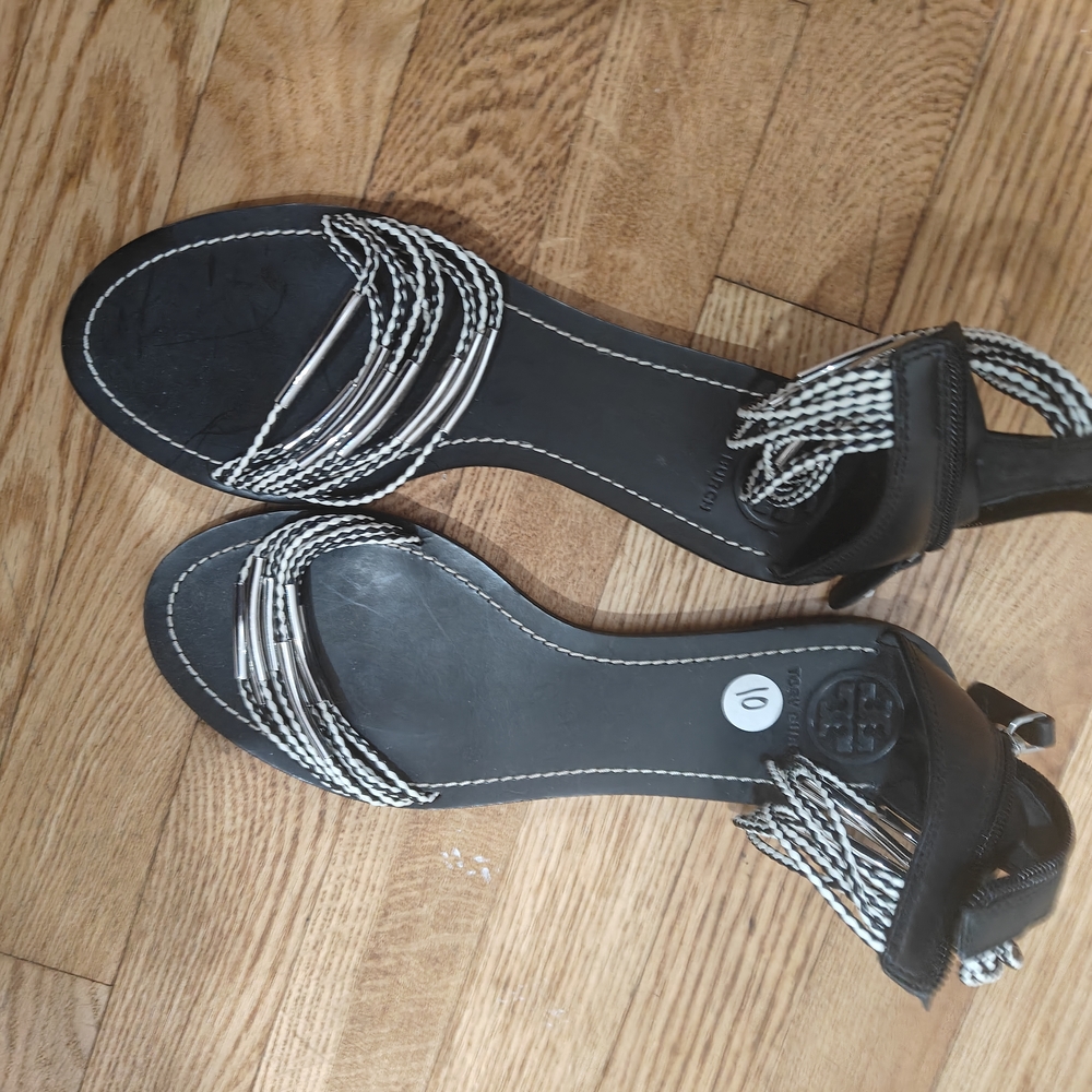 Tory Burch Black and White Sandals with Chic Style